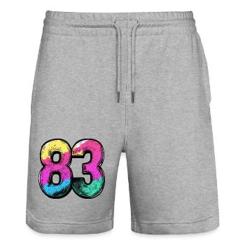 83 Nombre Coloré - Short de jogging bio TRAINER Stanley/Stella unisexe - gris chiné - Devant - Nik (191cm) & Marisol (170cm)