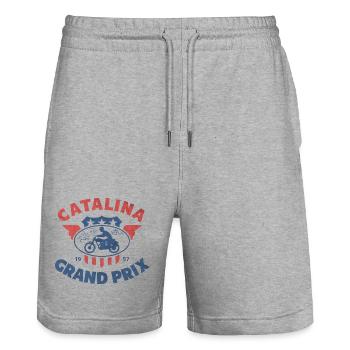 Catalina Grand Prix Vintage Moto - Stanley/Stella Unisex Bio Joggingshorts Trainer  - Grau meliert - Vorne - Nik (191cm) & Marisol (170cm)