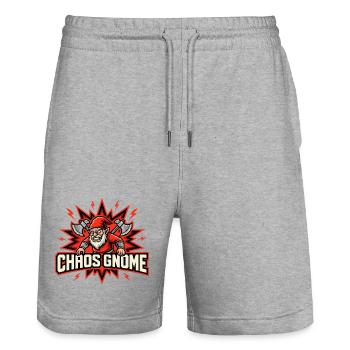 Evil Gnome, Dark Gnome, Goth Gnome, Funny Gnome - Stanley/Stella Trainer Unisex Organic Jogging Shorts - heather grey - Front - Nik (191cm) & Marisol (170cm)