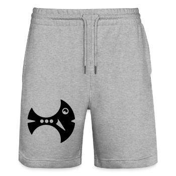 Illustration du poisson faucille Poisson fantastique - Short de jogging bio TRAINER Stanley/Stella unisexe - gris chiné - Devant - Nik (191cm) & Marisol (170cm)