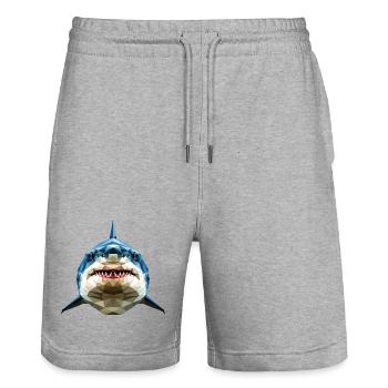 Hai Haifisch Tigerhai Taucher Süße Haie Weißer Hai - Stanley/Stella Unisex Bio Joggingshorts Trainer  - Grau meliert - Vorne - Nik (191cm) & Marisol (170cm)