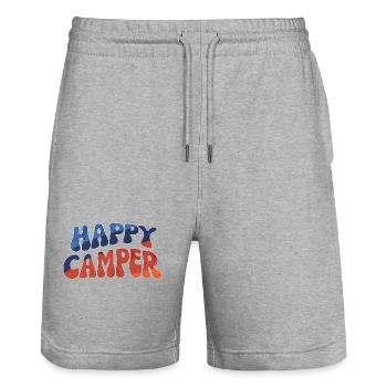 Happy Camper: Bunte Doodle Illustration - Stanley/Stella Unisex Bio Joggingshorts Trainer  - Grau meliert - Vorne - Nik (191cm) & Marisol (170cm)