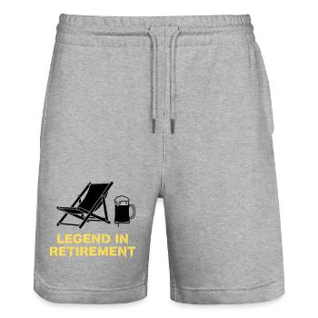 Retired Legend Pension Deck Chair - Stanley/Stella Trainer Unisex Organic Jogging Shorts - heather grey - Front - Nik (191cm) & Marisol (170cm)