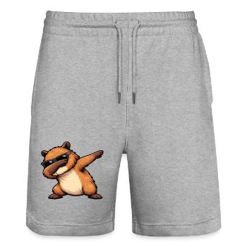 Tamponnement du capybara - Short de jogging bio TRAINER Stanley/Stella unisexe - gris chiné - Devant - Nik (191cm) & Marisol (170cm)