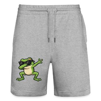 Dabbing Frog - Stanley/Stella Trainer Unisex Organic Jogging Shorts - heather grey - Front - Nik (191cm) & Marisol (170cm)