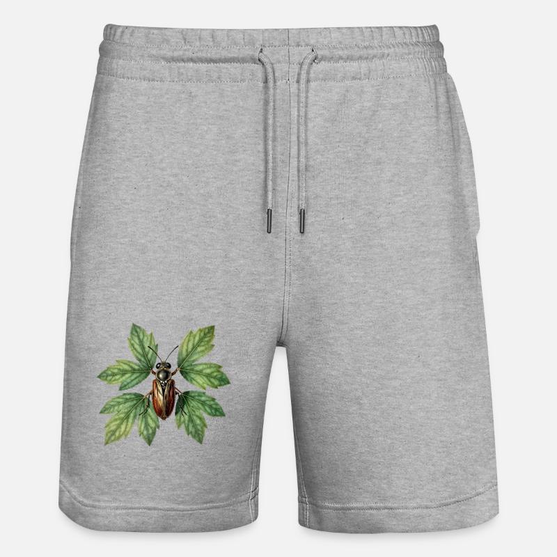 Insecte coléoptère sur feuillage verdoyant - Short de jogging bio TRAINER Stanley/Stella unisexe - gris chiné