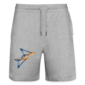 Jersey Design Triangle Blue Orange Sporty Style - Stanley/Stella Trainer Unisex Organic Jogging Shorts - heather grey - Front - Nik (191cm) & Marisol (170cm)