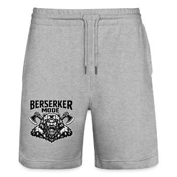 Berserker Mode Bear Axes - Stanley/Stella Trainer Unisex Organic Jogging Shorts - heather grey - Front - Nik (191cm) & Marisol (170cm)
