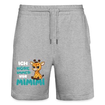Ich Höre Immer Nur Ein Mimimi Giraffe - Stanley/Stella Unisex Bio Joggingshorts Trainer  - Grau meliert - Vorne - Nik (191cm) & Marisol (170cm)
