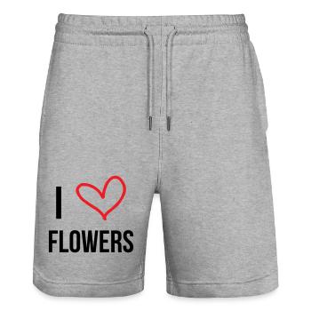 I love flowers, passion, nature and flowers - Stanley/Stella Trainer Unisex Organic Jogging Shorts - heather grey - Front - Nik (191cm) & Marisol (170cm)