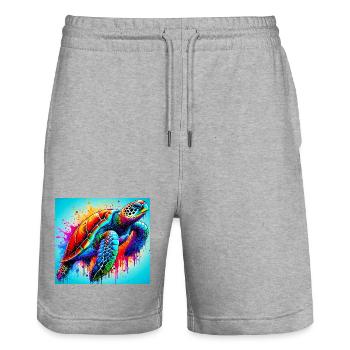 turtle - Stanley/Stella Trainer Unisex Organic Jogging Shorts - heather grey - Front - Nik (191cm) & Marisol (170cm)