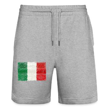 Scribbled Italian Flag - Stanley/Stella Trainer Unisex Organic Jogging Shorts - heather grey - Front - Nik (191cm) & Marisol (170cm)