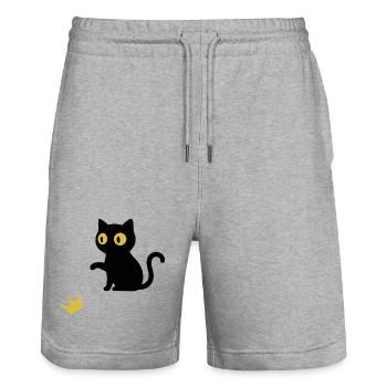 Cute cat design for cat lovers - Stanley/Stella Trainer Unisex Organic Jogging Shorts - heather grey - Front - Nik (191cm) & Marisol (170cm)