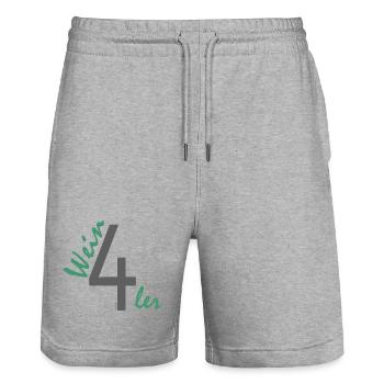 Wein4tler - Stanley/Stella Unisex Bio Joggingshorts Trainer  - Grau meliert - Vorne - Nik (191cm) & Marisol (170cm)