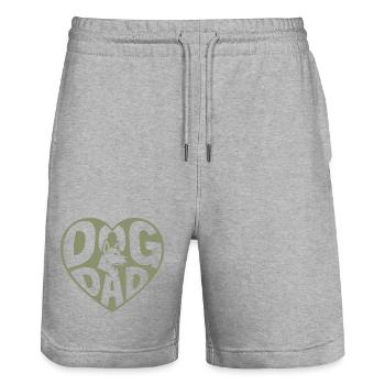Dog Dad - Hundepapa Herz mit Hundesilhouette - Stanley/Stella Unisex Bio Joggingshorts Trainer  - Grau meliert - Vorne - Nik (191cm) & Marisol (170cm)