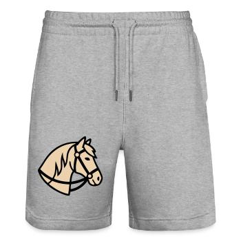 Pony Kopf Pferd Züchter Logo - Stanley/Stella Unisex Bio Joggingshorts Trainer  - Grau meliert - Vorne - Nik (191cm) & Marisol (170cm)