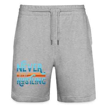 Never Stop Hustling Retro Stripes - Stanley/Stella Unisex Bio Joggingshorts Trainer  - Grau meliert - Vorne - Nik (191cm) & Marisol (170cm)