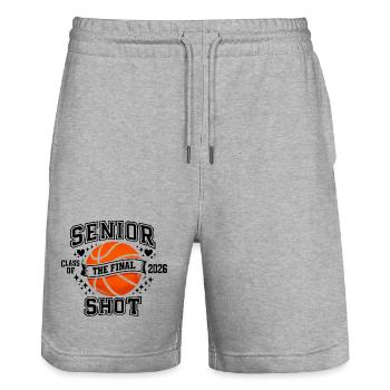 Senior 2026 Basketball - The Final Shot Classe  - Short de jogging bio TRAINER Stanley/Stella unisexe - gris chiné - Devant - Nik (191cm) & Marisol (170cm)
