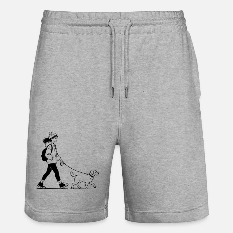 Gassi gehen mit dem Hund - Stanley/Stella Unisex Bio Joggingshorts Trainer  - Grau meliert