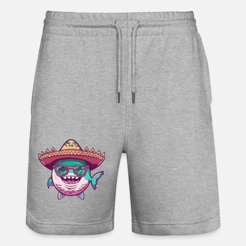 Sombrero de poisson piranha - Short de jogging bio TRAINER Stanley/Stella unisexe - gris chiné