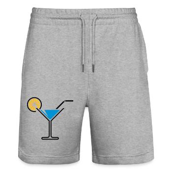 Cocktail / Cocktailglas / Martini + (Hellblau) - Stanley/Stella Unisex Bio Joggingshorts Trainer  - Grau meliert - Vorne - Nik (191cm) & Marisol (170cm)