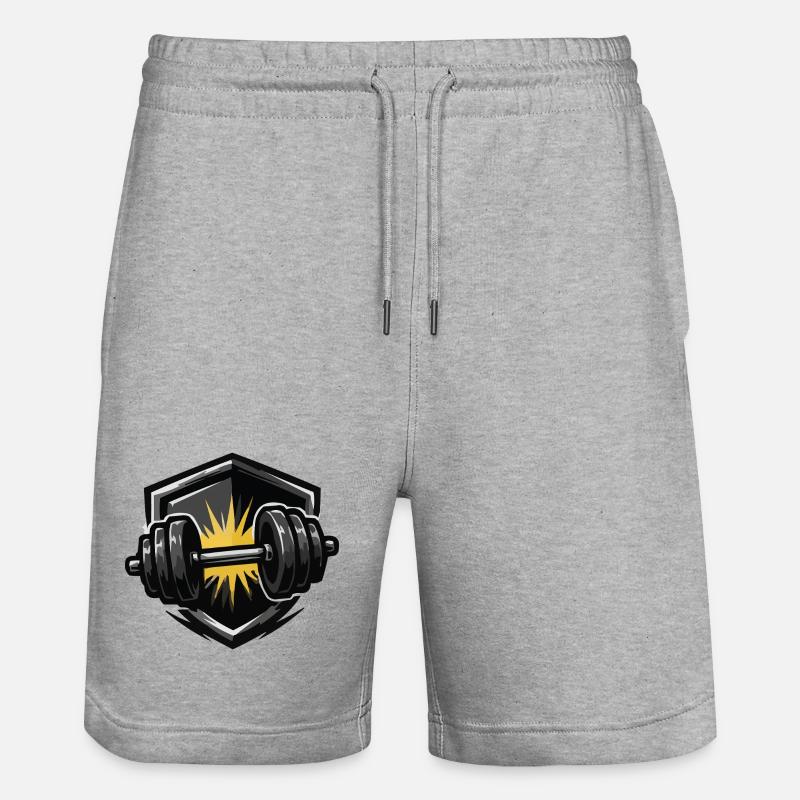 Kraft Schild Hantel Burst - Stanley/Stella Unisex Bio Joggingshorts Trainer - Grau meliert