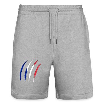 Französische Flagge,  Frankreich  - Stanley/Stella Unisex Bio Joggingshorts Trainer  - Grau meliert - Vorne - Nik (191cm) & Marisol (170cm)