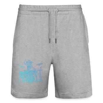 Playing the drums Gift idea for a musician - Stanley/Stella Trainer Unisex Organic Jogging Shorts - heather grey - Front - Nik (191cm) & Marisol (170cm)