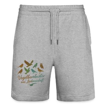 Vogelbeobachter aus Leidenschaft - Stanley/Stella Unisex Bio Joggingshorts Trainer  - Grau meliert - Vorne - Nik (191cm) & Marisol (170cm)
