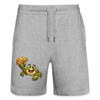 Krebs hat ein Fischbrötchen - Stanley/Stella Unisex Bio Joggingshorts Trainer  - Grau meliert - Vorne - Nik (191cm) & Marisol (170cm)