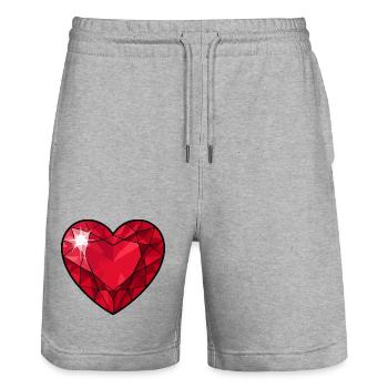 Rubin Kristallherz - Stanley/Stella Unisex Bio Joggingshorts Trainer  - Grau meliert - Vorne - Nik (191cm) & Marisol (170cm)