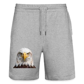 Eagle Portrait Bold Head Artwork - Stanley/Stella Trainer Unisex Organic Jogging Shorts - heather grey - Front - Nik (191cm) & Marisol (170cm)