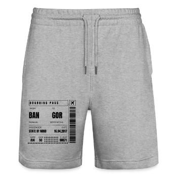 Boarding paa - Stanley/Stella Trainer Unisex Organic Jogging Shorts - heather grey - Front - Nik (191cm) & Marisol (170cm)