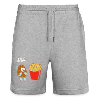Is that you bro?! Fritten Pommes French fries - Stanley/Stella Unisex Bio Joggingshorts Trainer  - Grau meliert - Vorne - Nik (191cm) & Marisol (170cm)