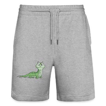 Lizard - Stanley/Stella Trainer Unisex Organic Jogging Shorts - heather grey - Front - Nik (191cm) & Marisol (170cm)