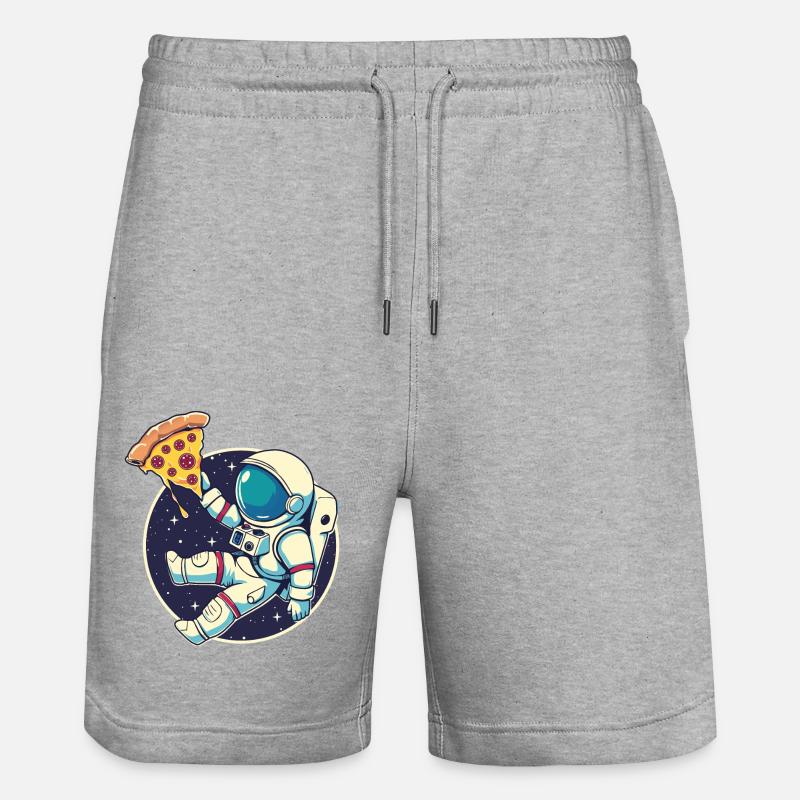 Pizza Astronaut - Stanley/Stella Unisex Bio Joggingshorts Trainer - Grau meliert