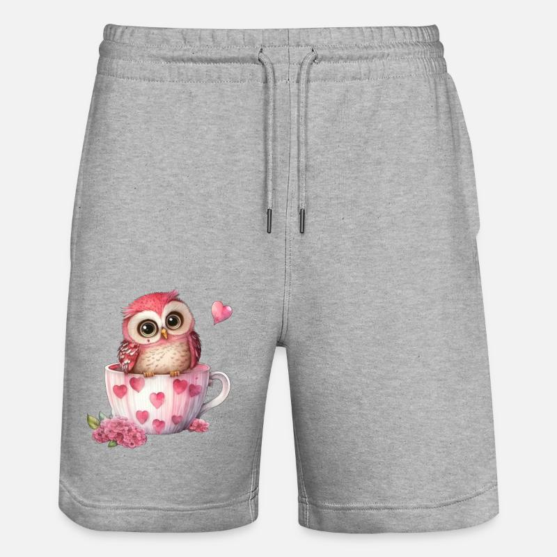 Eule Eulen - Stanley/Stella Unisex Bio Joggingshorts Trainer  - Grau meliert