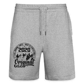 2020 October Original: 4 Year Anniversary Gift - Stanley/Stella Trainer Unisex Organic Jogging Shorts - heather grey - Front - Nik (191cm) & Marisol (170cm)