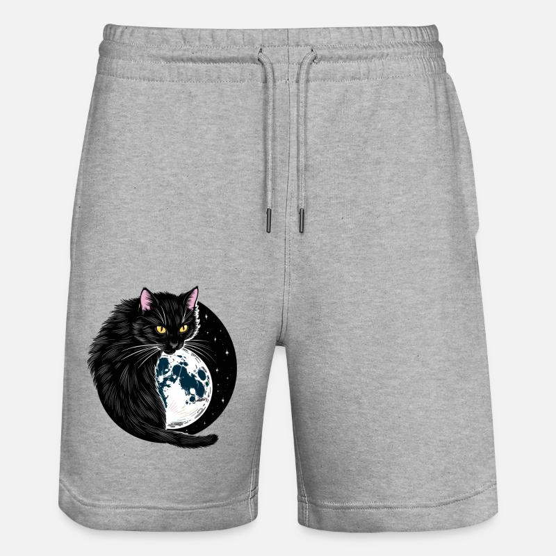 Schwarze Katze - Stanley/Stella Unisex Bio Joggingshorts Trainer  - Grau meliert