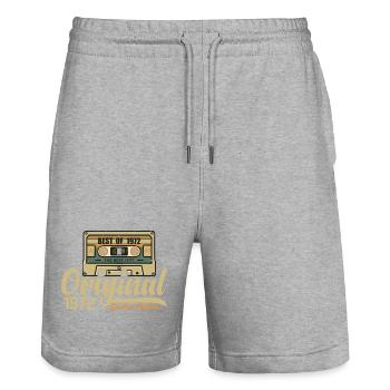 Original 1972 Vintage - 1972 Birthday Gift - Stanley/Stella Trainer Unisex Organic Jogging Shorts - heather grey - Front - Nik (191cm) & Marisol (170cm)