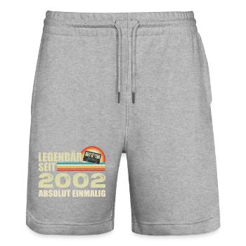 Légendaire depuis 2002 - absolument unique - Short de jogging bio TRAINER Stanley/Stella unisexe - gris chiné - Devant - Nik (191cm) & Marisol (170cm)