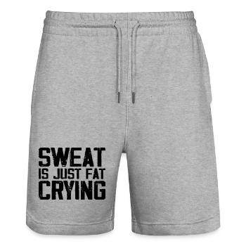 Sweat Is Just Fat Crying | Funny Fitness & Gym - Short de jogging bio TRAINER Stanley/Stella unisexe - gris chiné - Devant - Nik (191cm) & Marisol (170cm)
