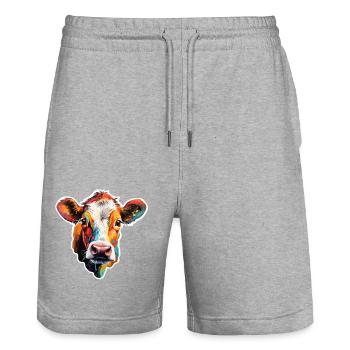 Rind bunt - Stanley/Stella Unisex Bio Joggingshorts Trainer  - Grau meliert - Vorne - Nik (191cm) & Marisol (170cm)