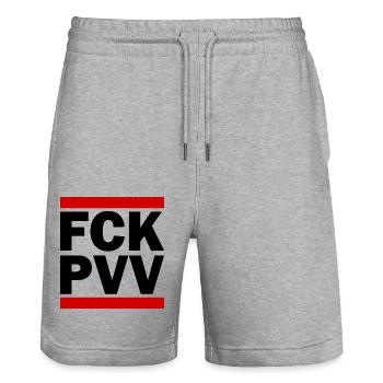 Fck pvv - Short de jogging bio TRAINER Stanley/Stella unisexe - gris chiné - Devant - Nik (191cm) & Marisol (170cm)