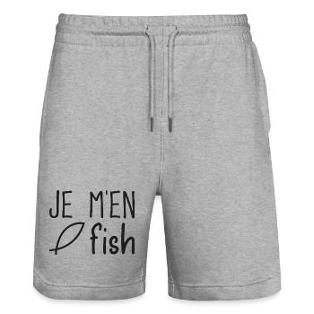 Je m'en fish - Short de jogging bio TRAINER Stanley/Stella unisexe - gris chiné - Devant - Nik (191cm) & Marisol (170cm)