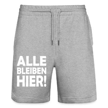 Alle bleiben hier - Stanley/Stella Unisex Bio Joggingshorts Trainer  - Grau meliert - Vorne - Nik (191cm) & Marisol (170cm)