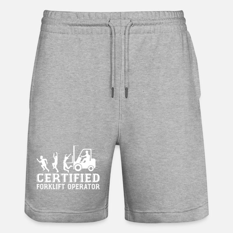 Zertifizierter Gabelstaplerfahrer - Stanley/Stella Unisex Bio Joggingshorts Trainer  - Grau meliert