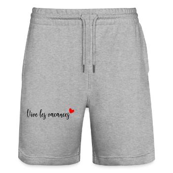 VIVE LES VACANCES. VACANCES.BONNES VACANCES. VIVE - Short de jogging bio TRAINER Stanley/Stella unisexe - gris chiné - Devant - Nik (191cm) & Marisol (170cm)