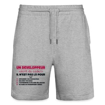 A Written Developer of the Gift Code - Stanley/Stella Trainer Unisex Organic Jogging Shorts - heather grey - Front - Nik (191cm) & Marisol (170cm)