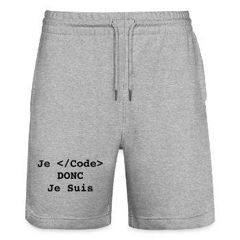 Ich programmiere, also bin ich Informatiker und Programmierer - Stanley/Stella Unisex Bio Joggingshorts Trainer  - Grau meliert - Vorne - Nik (191cm) & Marisol (170cm)